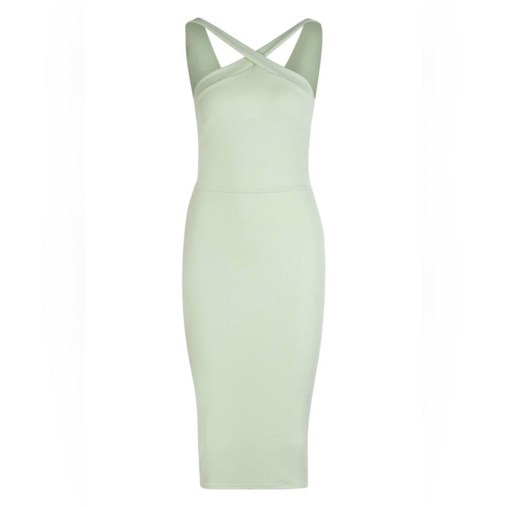 🆕 Halterneck Crossback Midi Dress Sage color size 12
